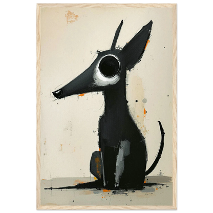 Big Eyed Abstract Dog Fine Art Print Light Wood Frame 40x60 cm 16x24″ Premium Matte Paper Wooden Framed Poster