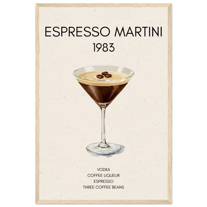 Espresso Martini Cocktail Bar Poster Print Light Wood Frame 40x60 cm 16x24″ Museum-Quality Matte Paper Wooden Framed Poster
