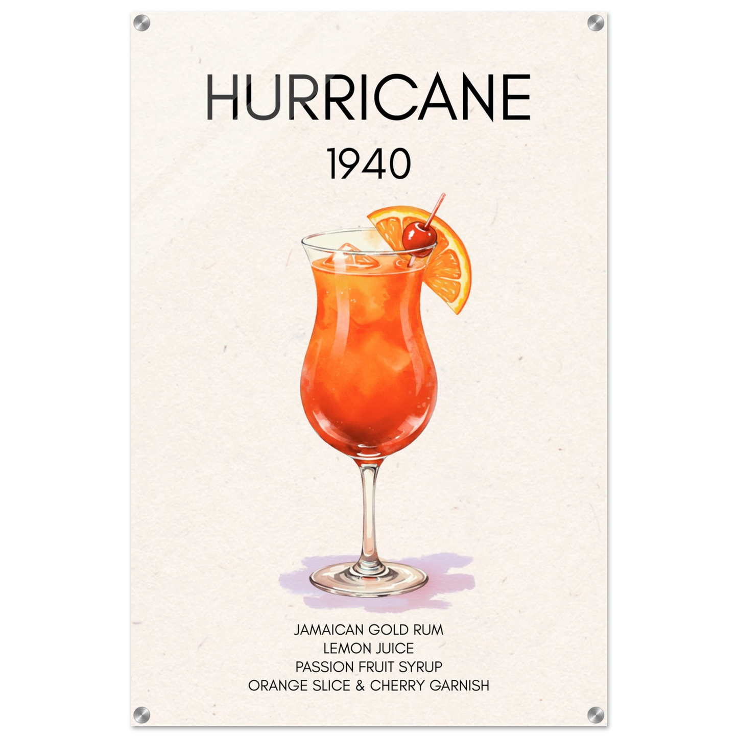 Hurricane Cocktail Bar Poster Print No Frame 60x90 cm 24x36″ Acrylic Print
