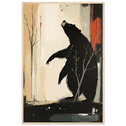 Abstract Bear Wildlife Art Print 60x90 cm 24x36″ Classic Matte Paper Wooden Framed Poster Light Wood Frame