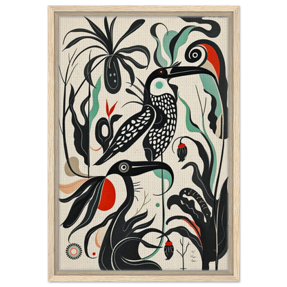 Mid-Century Modern Tropical Bird Art Print No Frame 60x90 cm 24x36″ Gallery Wrapped Canvas