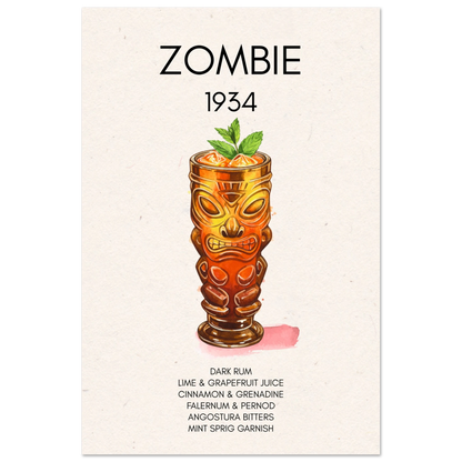 Zombie Tiki Cocktail Bar Art Print No Frame 60x90 cm 24x36″ Classic Matte Paper Poster