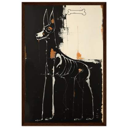 X-ray Skeleton Dog Abstract Art Poster Print