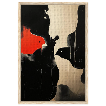 Abstract Bird Minimalist Fine Art Print 60x90 cm 24x36″ Framed Canvas Light Wood Frame