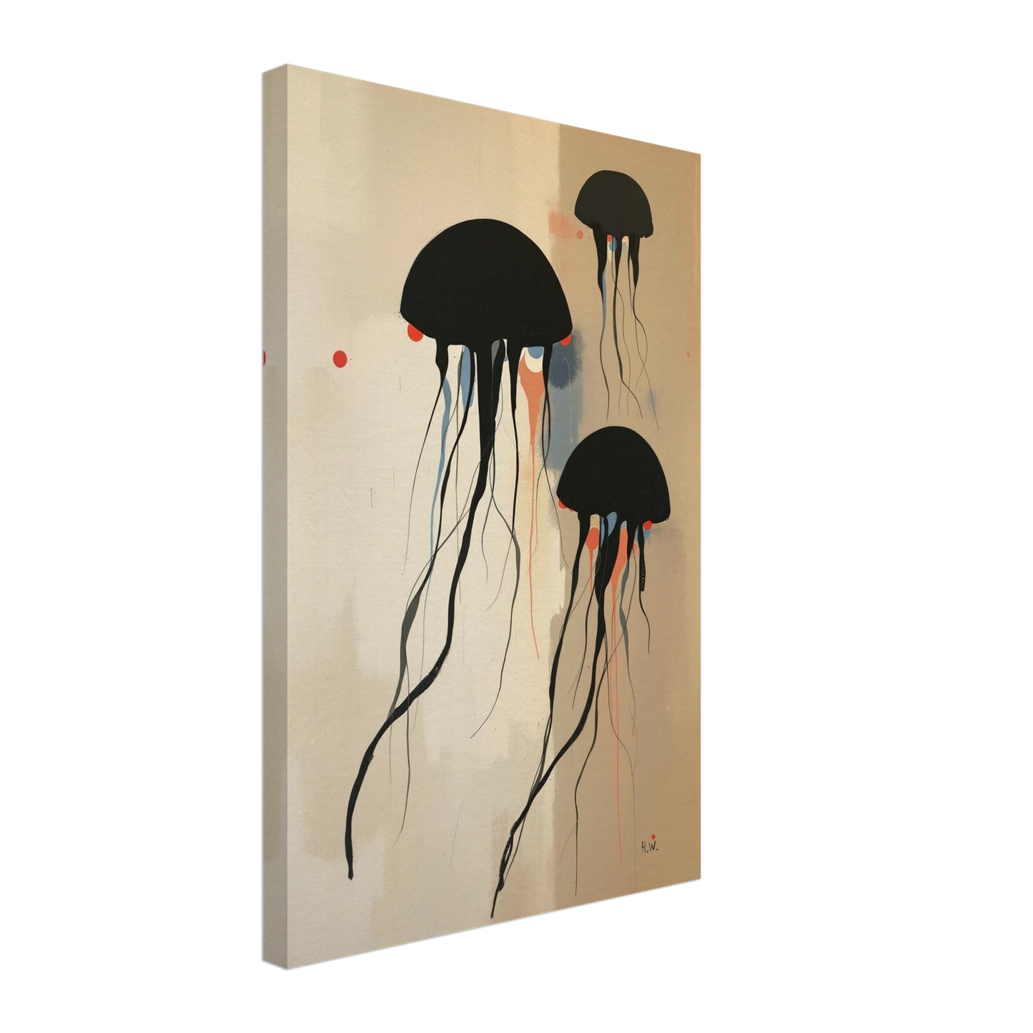 Minimalist Abstract Floating Jellyfish Art Print No Frame 40x60 cm 16x24″ Gallery Wrapped Canvas