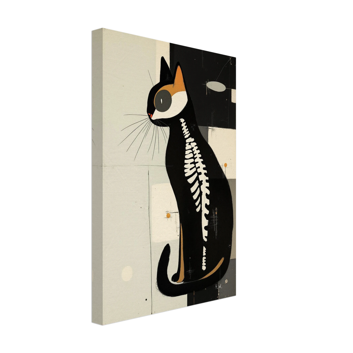 Modern Cat Skeleton Abstract Art Poster Print