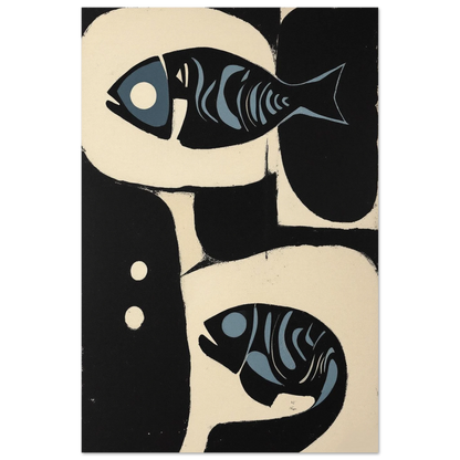 Abstract Mid-Century Modern Fish Art Print No Frame 60x90 cm 24x36″ Museum-Quality Matte Paper Poster