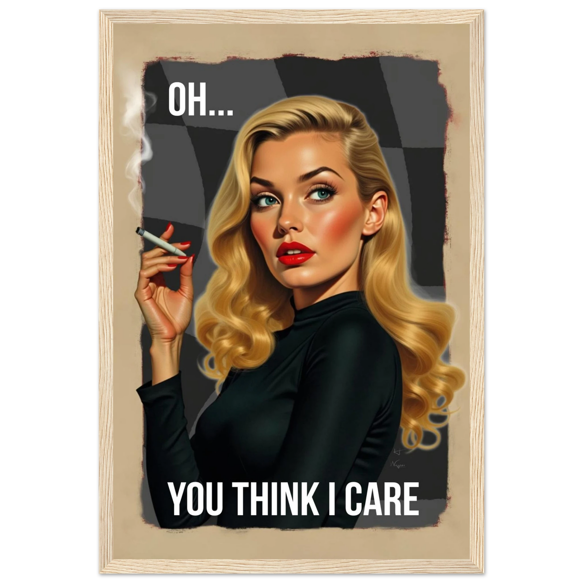 Retro Blonde Bombshell 1960s Funny Quote Art Print Light Wood Frame 30x45 cm 12x18″ Premium Matte Paper Wooden Framed Poster