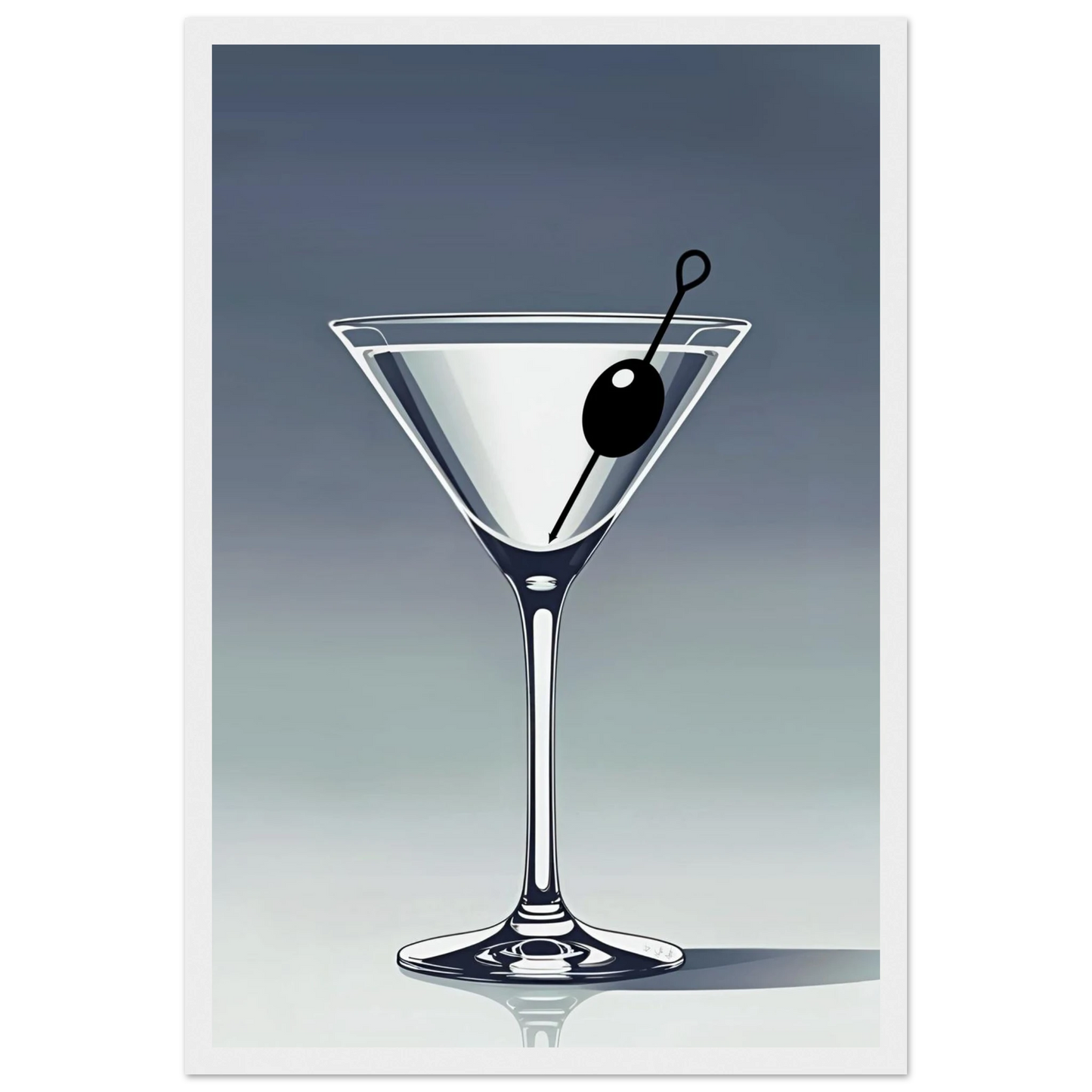 Retro Martini Cocktail Bar Art Print 30x45 cm 12x18″ Classic Matte Paper Wooden Framed Poster White Wood Frame