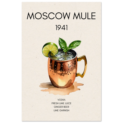 Moscow Mule Cocktail Bar Poster Print No Frame 40x60 cm 16x24″ Museum-Quality Matte Paper Poster
