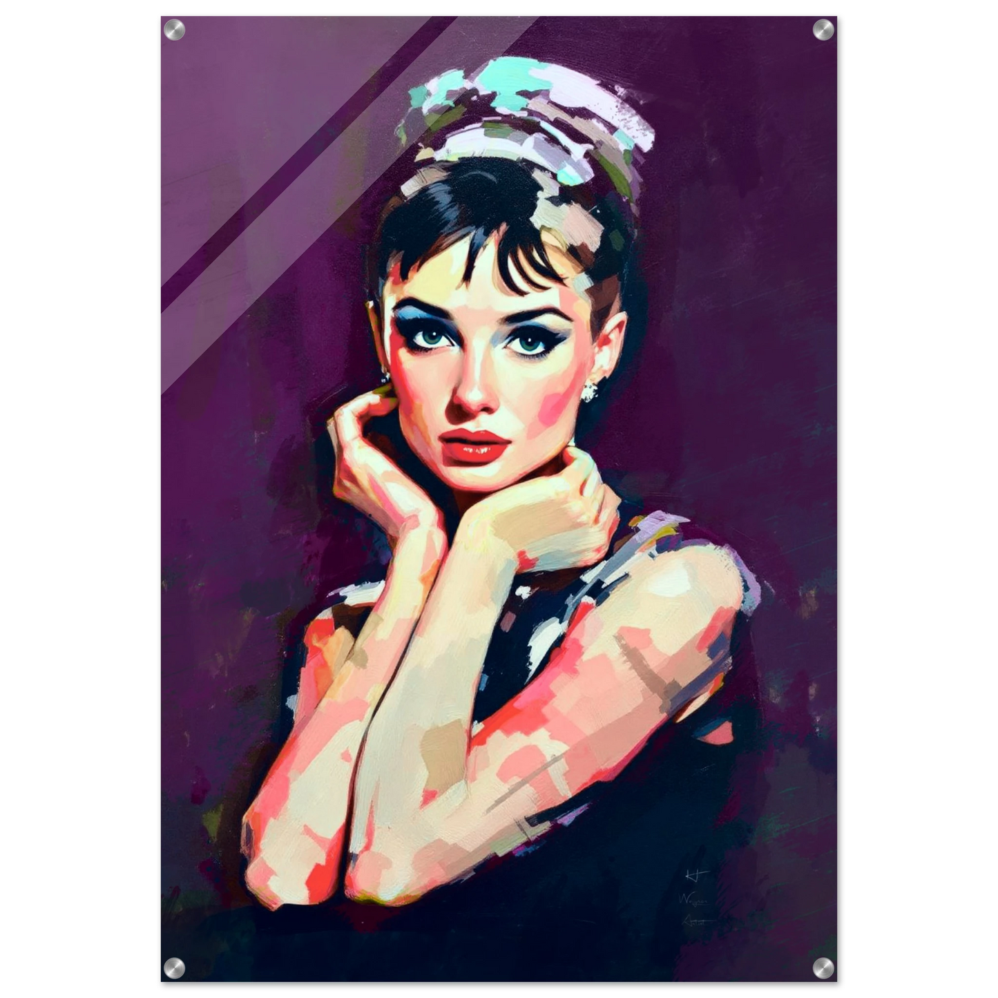 Audrey Hepburn Painting Art Print 70x100 cm 28x40″ Sleek Acrylic Print No Frame