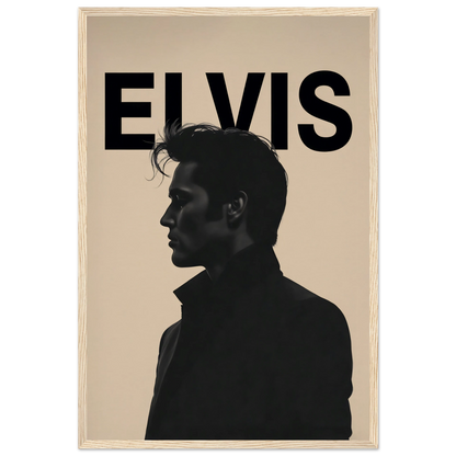 Young Elvis Presley Silhouette Art Print Light Wood Frame 40x60 cm 16x24″ Museum-Quality Matte Wooden Framed Poster