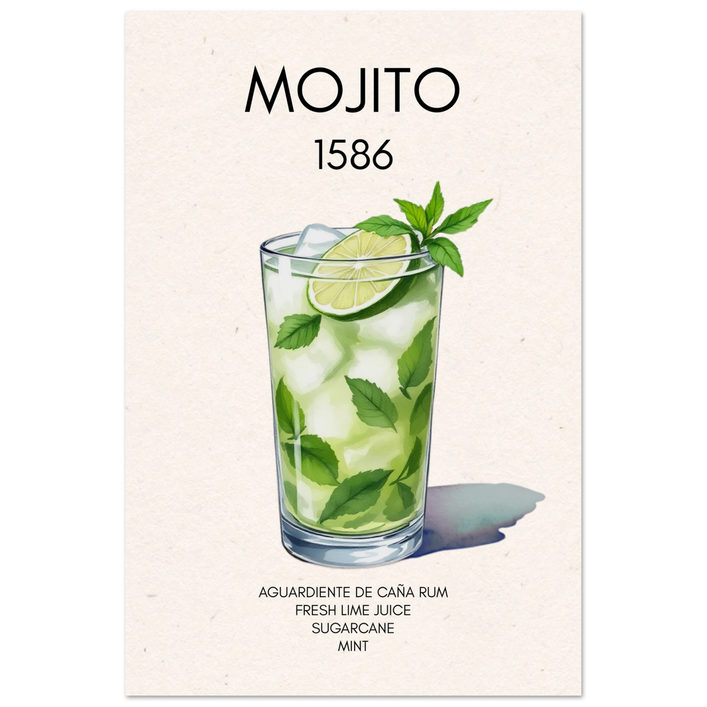 Mojito Cocktail Bar Poster Print No Frame 40x60 cm 16x24″ Premium Matte Paper Poster