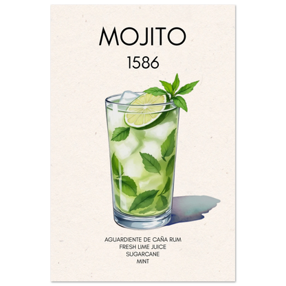 Mojito Cocktail Bar Art Print No Frame 40x60 cm 16x24″ Premium Matte Paper Poster