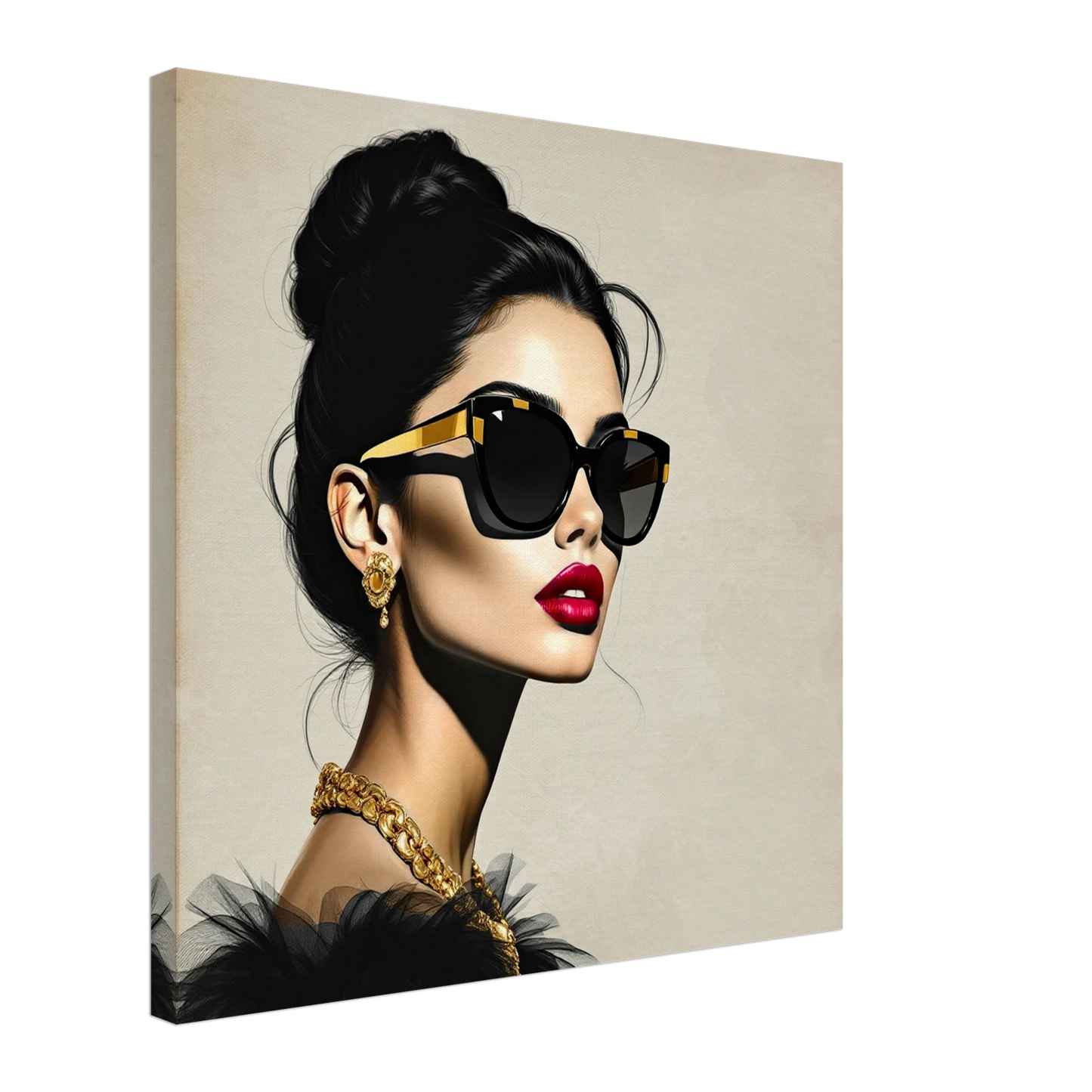 Golden Girl Chic Runway Model Art Print 60x60 cm 24x24″ Gallery Wrapped Canvas