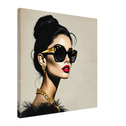 Golden Girl Chic Runway Model Art Print 60x60 cm 24x24″ Gallery Wrapped Canvas