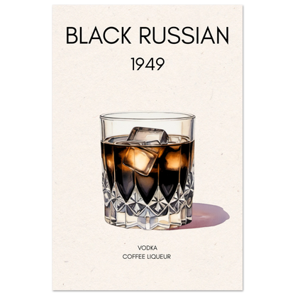 Black Russian Cocktail Bar Art Print No Frame 30x45 cm 12x18″ Classic Matte Paper Poster