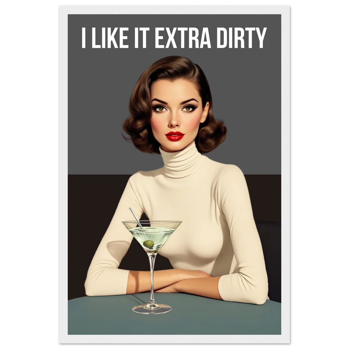Extra Dirty Martini Cocktail Bar Art Print White frame Premium Matte Paper Wooden Framed Poster 30x45 cm 12x18″