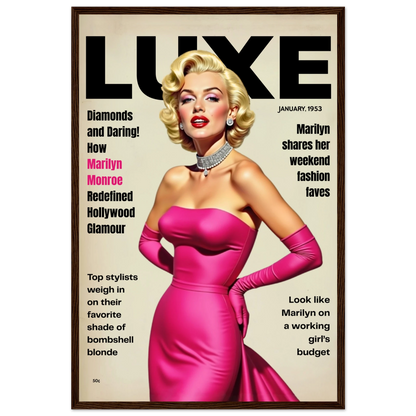 Marilyn Monroe Old Hollywood Art Print Dark Brown Wood Frame 30x45 cm 12x18″ Premium Matte Paper Wooden Framed Poster