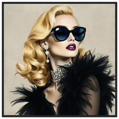 Blonde Bombshell Fashion Model Art Print 70x70 cm 28x28″ Museum-Quality Matte Paper Wooden Framed Poster