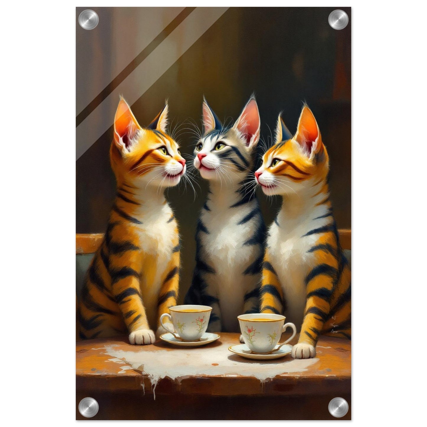 Tabby Cat Vintage Kitchen Art Print 60x90 cm 24x36″ Sleek Acrylic Print No Frame