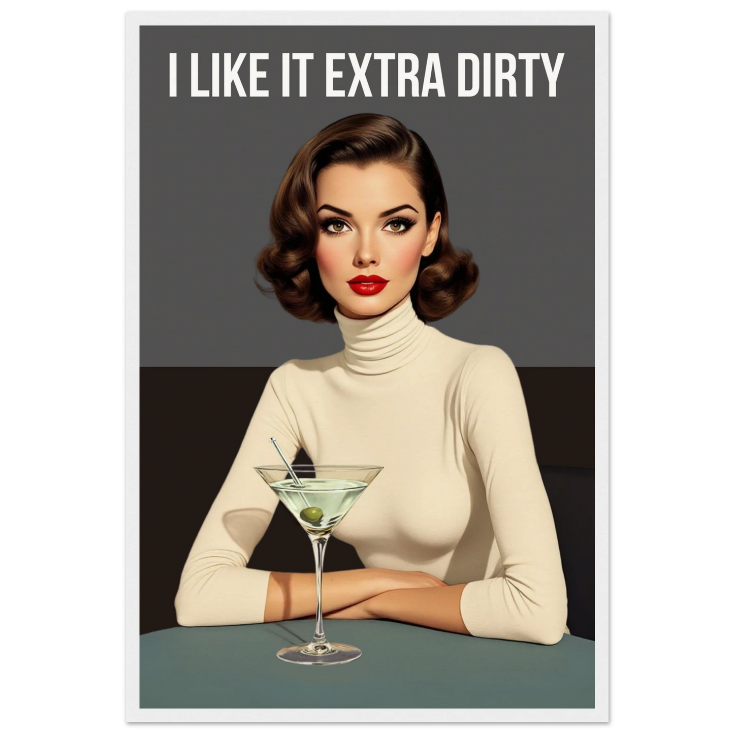 Extra Dirty Martini Cocktail Bar Art Print White frame Museum-Quality Matte Paper Wooden Framed Poster 40x60 cm 16x24″