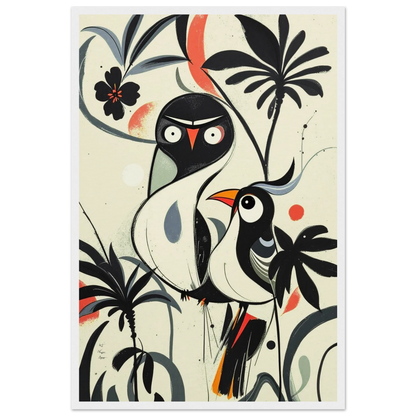 Abstract Bird Modern Tropical Art Print White Wood Frame 40x60 cm 16x24″ Museum-Quality Matte Wooden Framed Poster