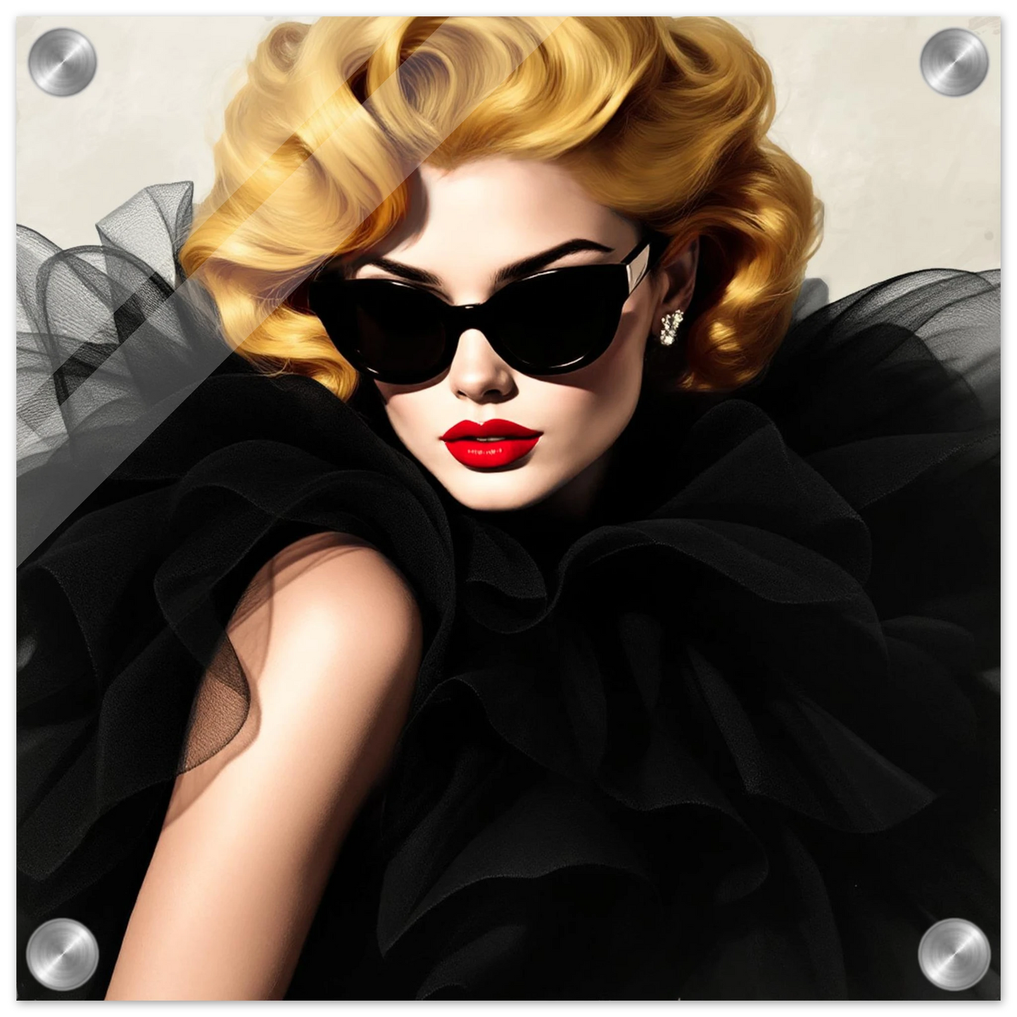 Paris Avant-Garde Retro Fashion Model Art Print 30x30 cm 12x12″ Sleek Acrylic Print