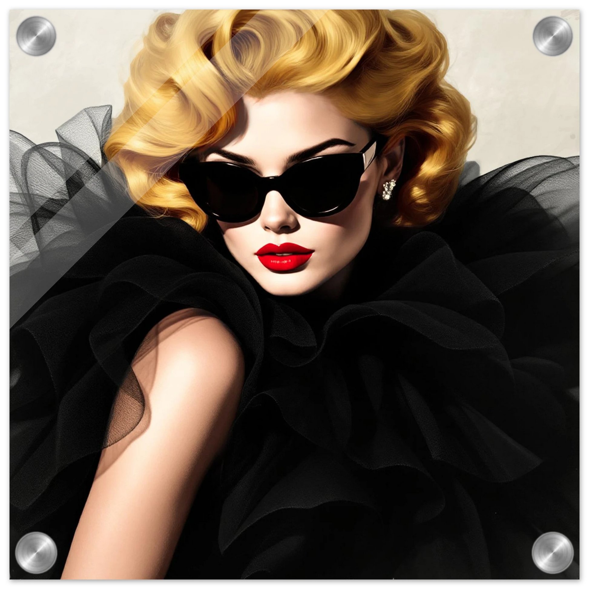 Paris Avant-Garde Retro Fashion Model Art Print 30x30 cm 12x12″ Sleek Acrylic Print