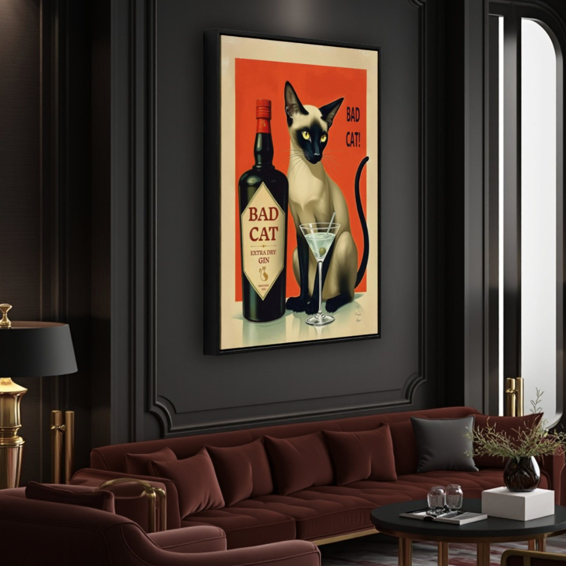 Bad Cat Gin Framed Canvas Print